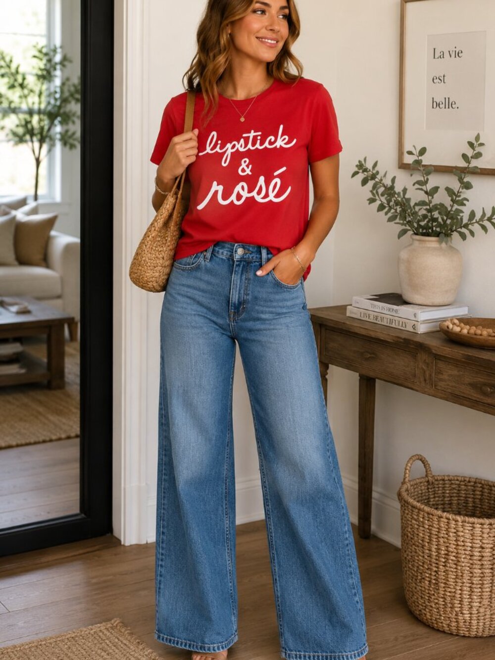 NWT Lipstick and Rose Crew Neck T shirt